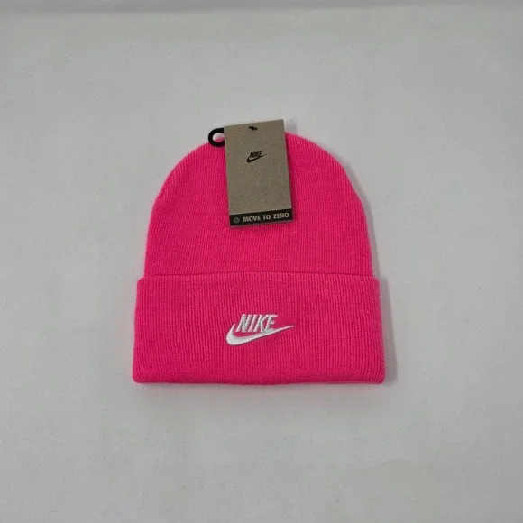 Nike Sportswear HF0186-645 Beanie Adult OS Pink Embroidered Logo Knit Hat