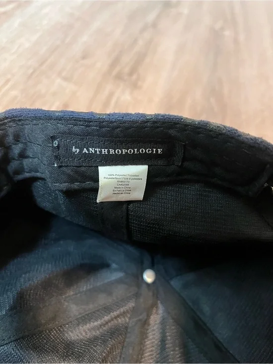 Anthropologie Black and Navy Leopard Print Baseball Cap