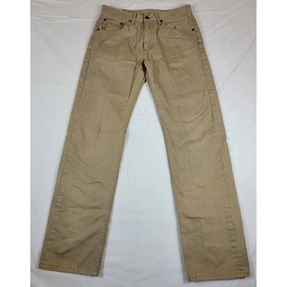 Levis 505 Regular Fit Khaki Tan Twill Pants Mens 30x32 00505-0718 White Tab‎