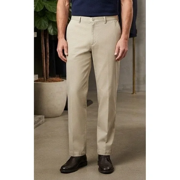 Cabela's Outfitter Series Chino Pants Mens 42x30 Tan Cotton Flat Front Suspender