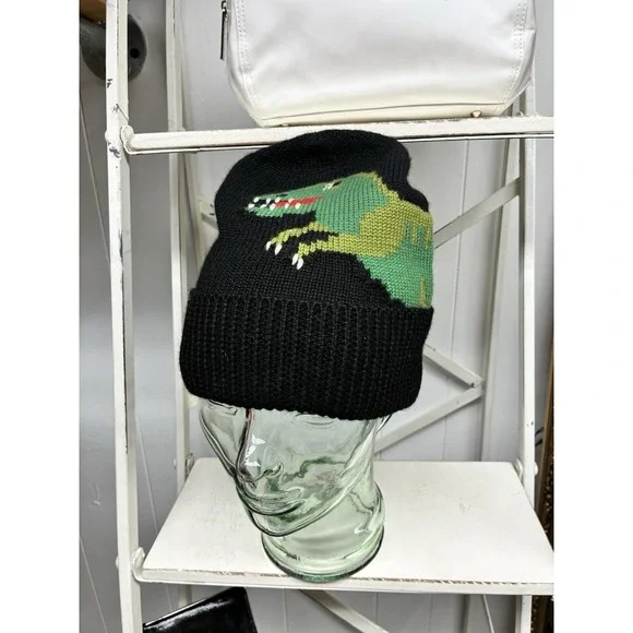 Coach Dinosaur Roxy Black Knit Beanie New With Tags