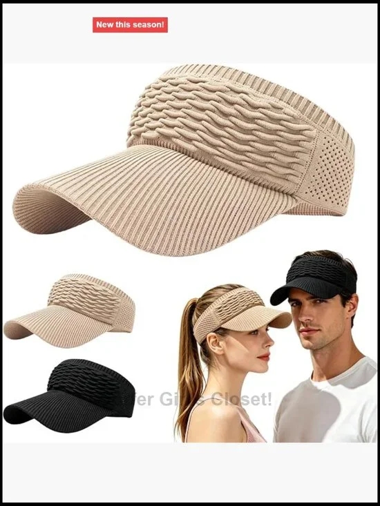 2-Pack Women's Open-Top Breathable UV-Protection High-Ponytail Sun Visor for