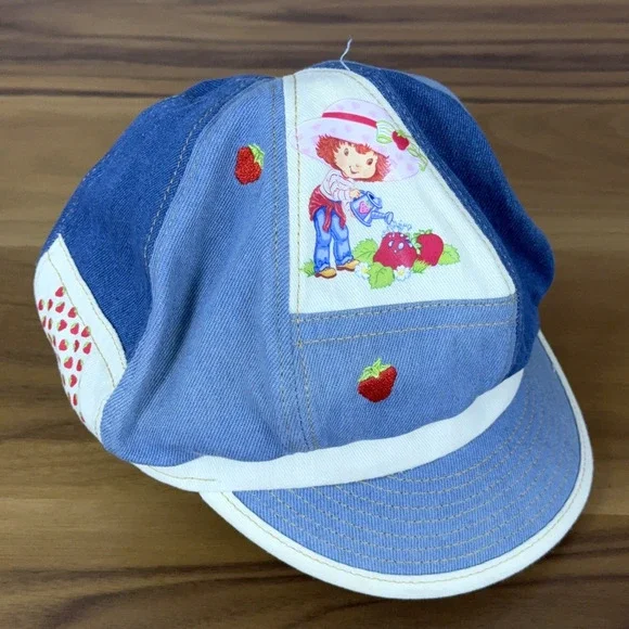 Vintage Y2K Strawberry Shortcake Adult Denim Hat Cap Denim Patchwork Nostalgia
