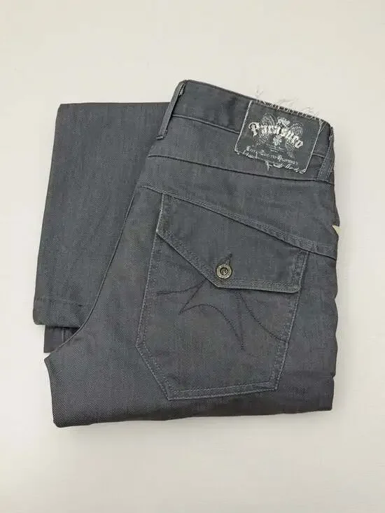 Parasuco Mens Gray Herringbone Twill Utility Cargo Flap Pockets #9BRASCO 32
