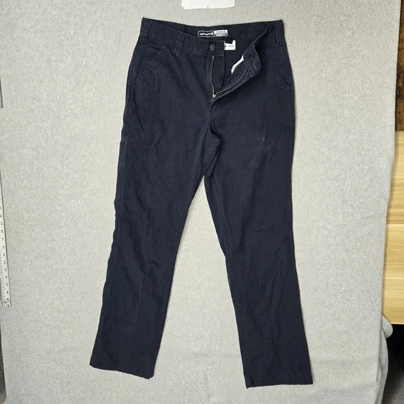 Carhartt Men Pants 32X34 Navy Canvas BN2291-M Work Pants Logo