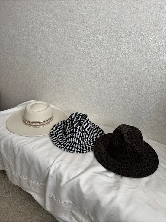 Hat Bundle - Women's Wide-Brim Fedora Hat - Cream, Black & Brown Options