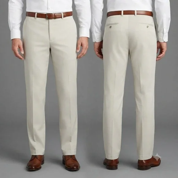 Perry Ellis Pants 44x30 Premium Mens Moonbeam Tailor Fit Luxury Performance NEW