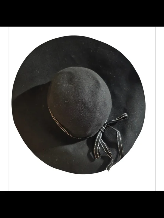White House Black Market 100% Wool Black Wide Brim Rancher Hat