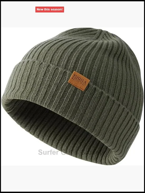 100% Merino Wool Cuff Beanie Hat Unisex Winter Stretchy Knitted Cap