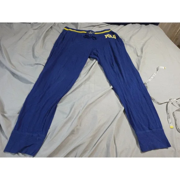 Polo Ralph Lauren Mens Blue Yellow Sleepwear Jogger Lounge Pants Size Large L