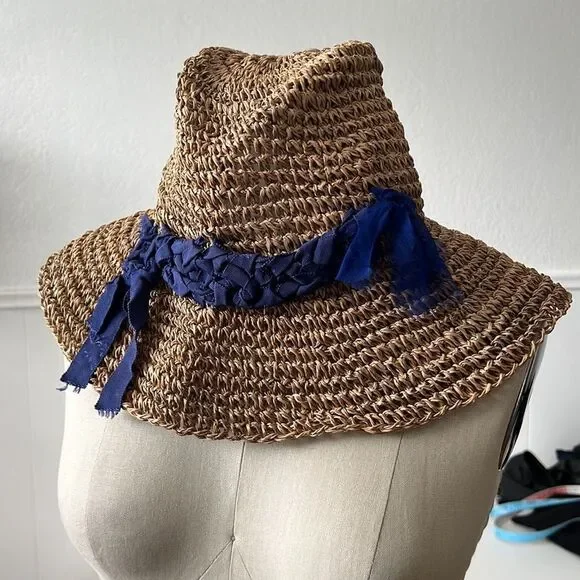 Vintage LANVIN raffia straw vacation sun bucket hat