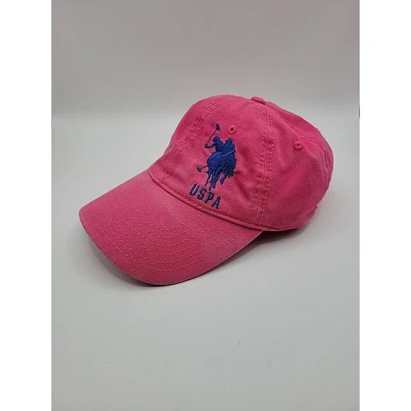 U.S. Polo Assn Pink Logo Baseball Cap Hat Unisex Adjustable Hook-and-Loop OS
