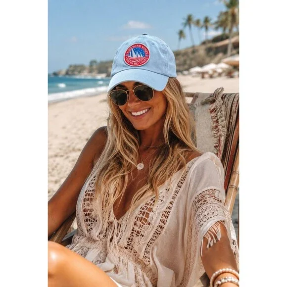 Vineyard Vines Light Blue Strapback Baseball Hat Cap Embroidered Logo Adjustable