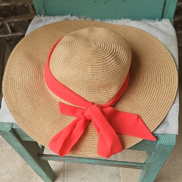 Haute Hippie UPF50 Wide Brim Sun Hat With Chiffon Ribbon