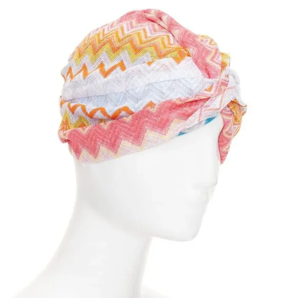 Missoni lame viscose chevron knit turban hat