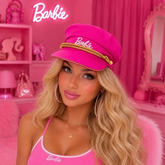 Barbiecore Barbie Captain Hat Pink Gold Rope Logo One Size Cap Hat Cute
