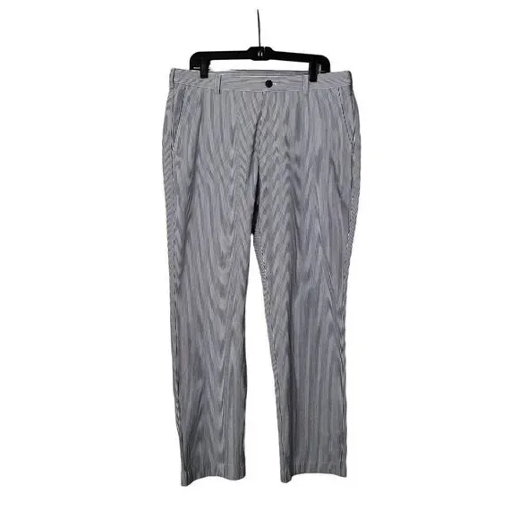 Brooks Brothers Men's Clark Seersucker Blue White Flat Front Pants 36x30