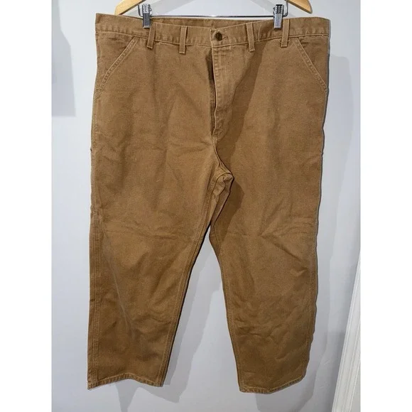 Carhartt Mens 44x30  Loose Fit Canvas Utility Pants Tan L