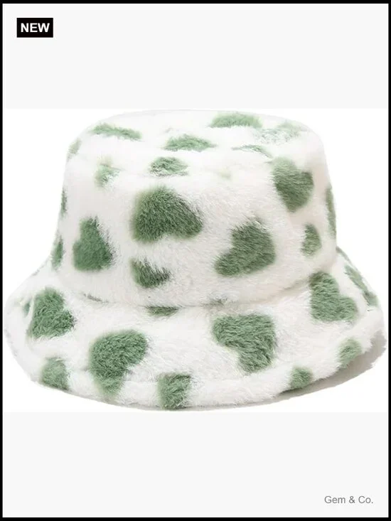 Women's Faux Fur Warm Bucket Hat Winter Fuzzy Outdoor