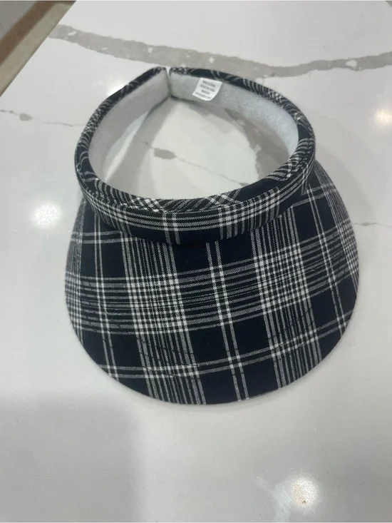 Plaid Visor Hat - Black & White
