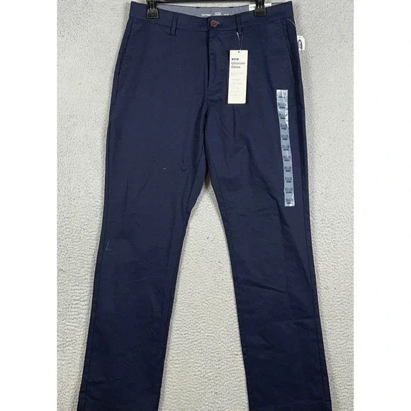 NEW Old Navy Pants Mens 33X32 Navy Blue Ultimate Straight Built-In Flex Chinos