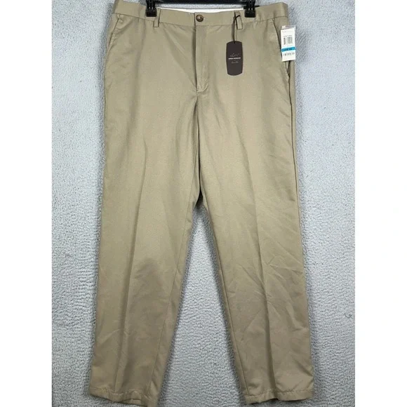 NEW Greg Norman Tasso Elba Pants Mens 36X32 Tan Golf Chino Performance Straight