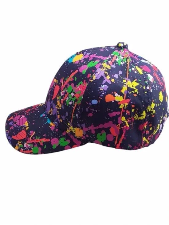 Paint Splatter Baseball Cap - Purple Base With Adjustable Back New