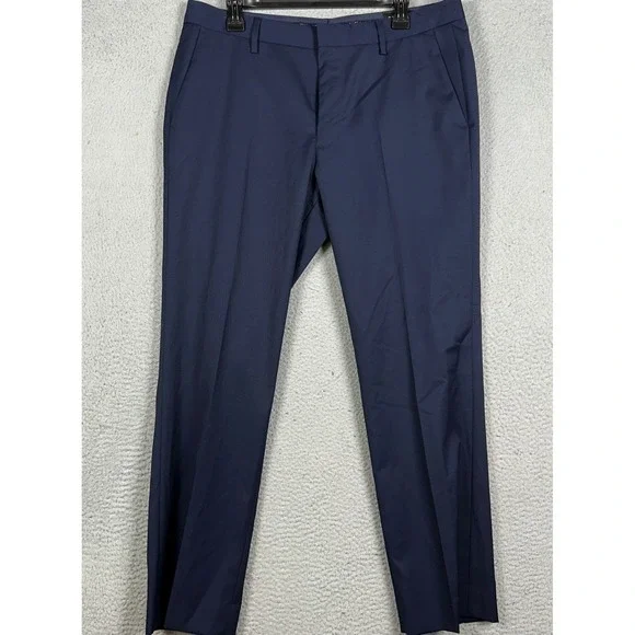 Bonobos Worsted Wool Blend Pants Mens 35X30 Blue Standard Fit Dress Flat Front