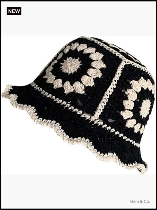 Handmade Crochet Bucket Hat - Foldable Floppy Beach Hat