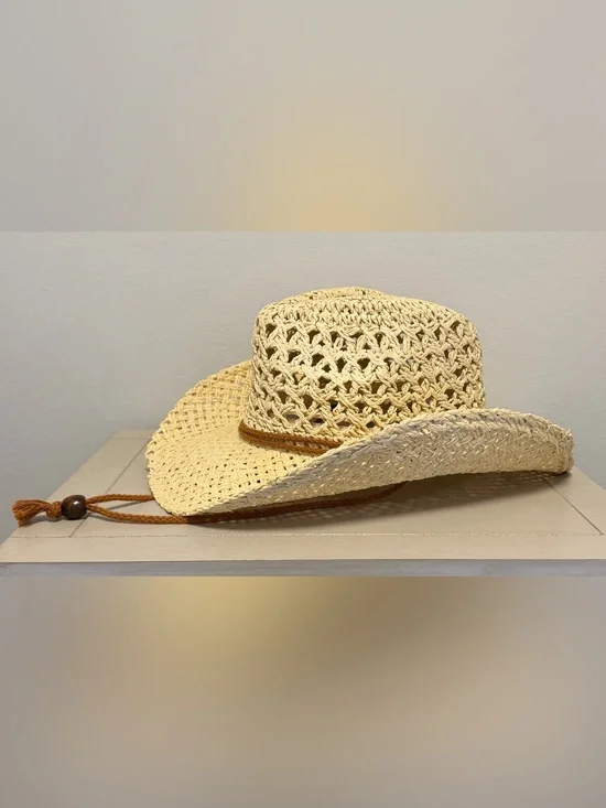 Western Cowboy Hat Festival 100% Paper Straw with Chin Cord - One Size Unisex