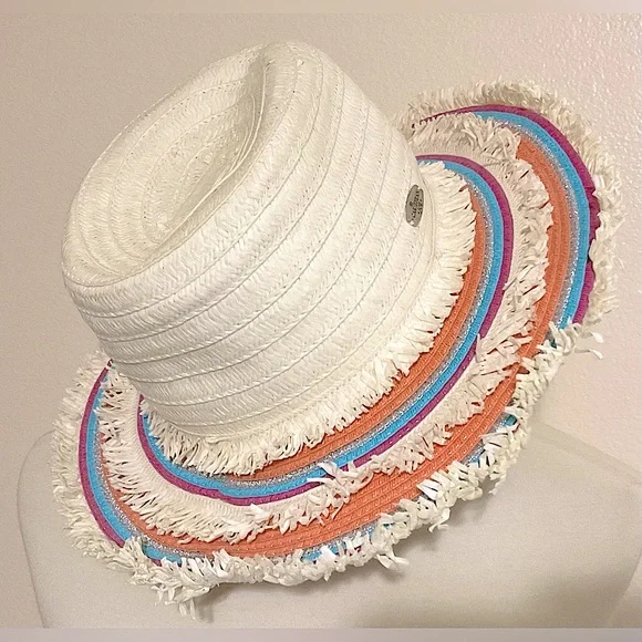 Caribbean Joe Adjustable Straw Island FRINGE HAT