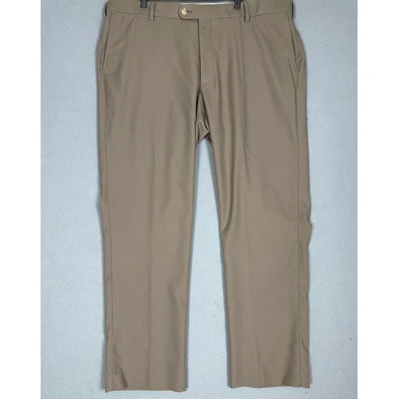 Peter Millar Pants Mens 40X30 Tan Golf Chinos Performance Trousers Flat Front