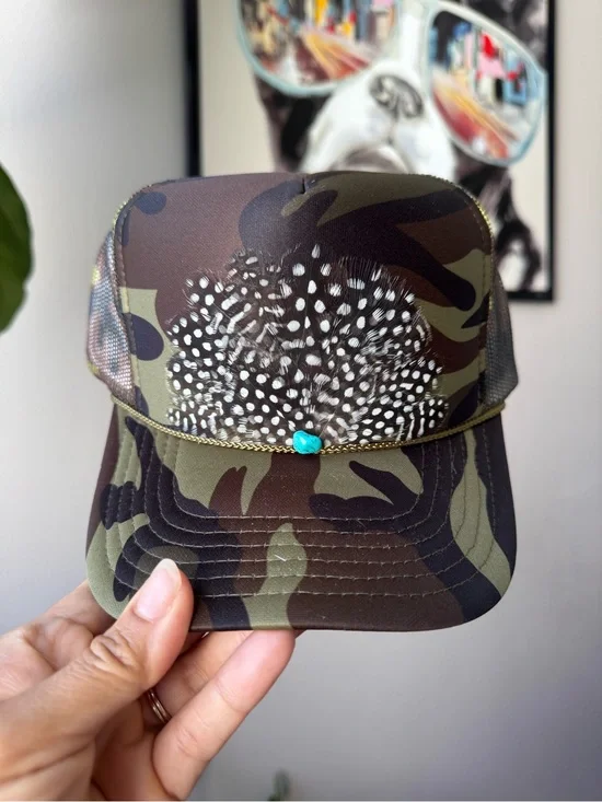 F2 Boho Feather Trucker Hat