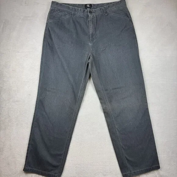 Calvin Klein Chino Pants Men's 38x30 Gray Flat Front Straight Leg Cotton