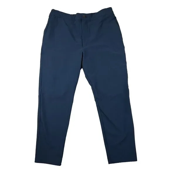 Banana Republic Slim Tapered Pants Men's 33x30 Navy Blue Elastic Waist