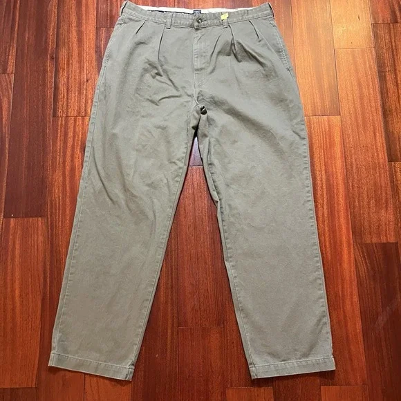 Polo Ralph Lauren Pants Mens 37x31 Olive Green Double Pleated Straight Fit Chino