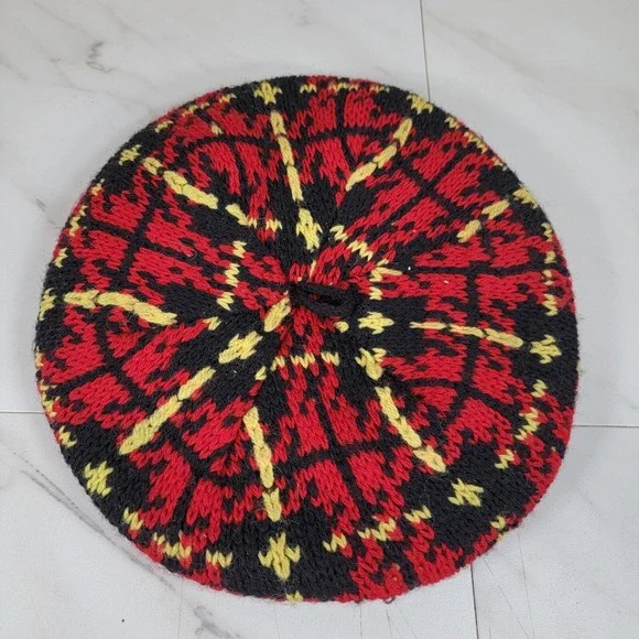 Vintage 70s Pendleton All Wool Red Knitted French‎ Beret Cap Hat