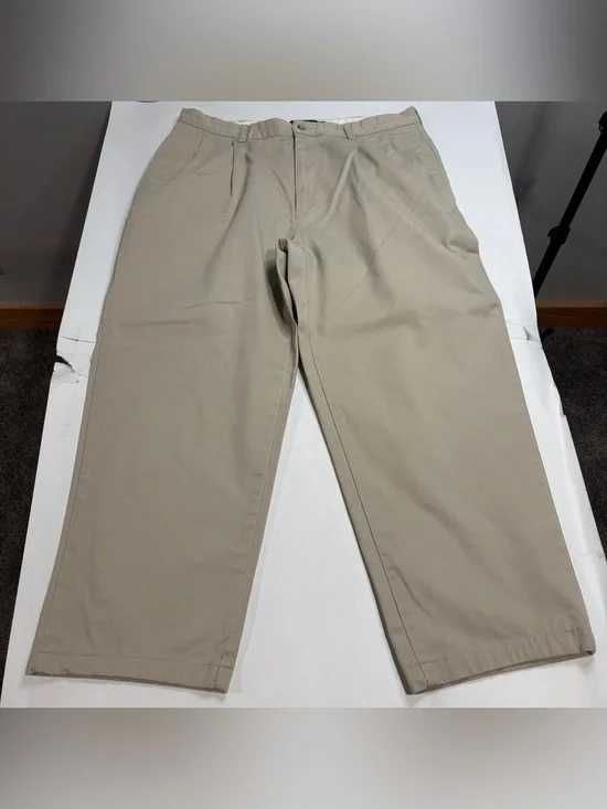 VTG Polo Ralph Lauren Hammond Pants Men's 36 x 29 Beige Chino Pleated Cropped 26