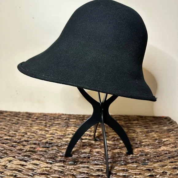 Scala Collection Cloche Hat One Size Women's Black 100%‎ Wool Vtg Retro