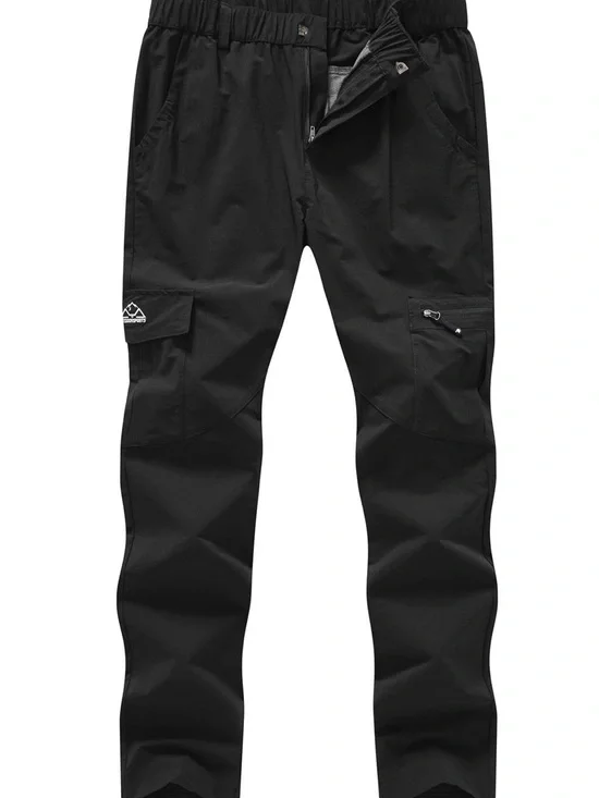 Men's Black Utility Cargo Pants with Elastic Waist