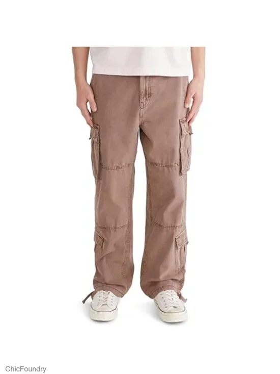 Baggy Cargo Pants with Zip Fly and Hook & Loop Pockets
