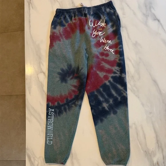 Travis Scott Astroworld Tie-Dye Men's Joggers - Red and Blue L