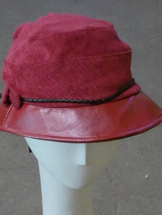 Saks Fifth Ave Cloche Hat with Leather Brim