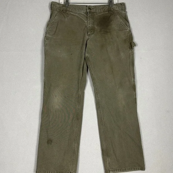 Carhartt Pants Mens 36X30 Green Rugged Flex Relaxed Fit Duck Utility Workwear