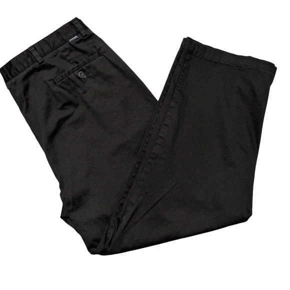 Dockers Mens 42x30 Black Pleated Chinos‎ Stretch Cotton Straight Leg Pants