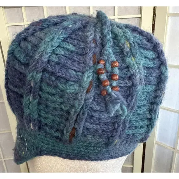 Newari Icelandic‎ Design Chunky Knit Crochet Style French Multicolor Y2K Beret