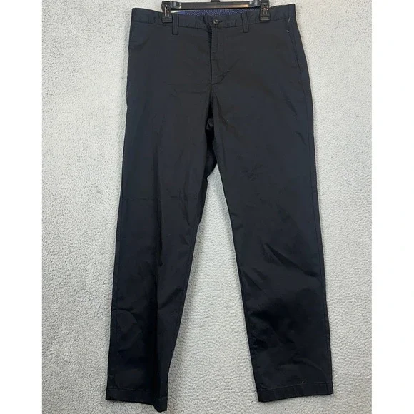 NEW Savile Row Company Pants Mens 36X32 Black Chino Stretch Flat Front Casual