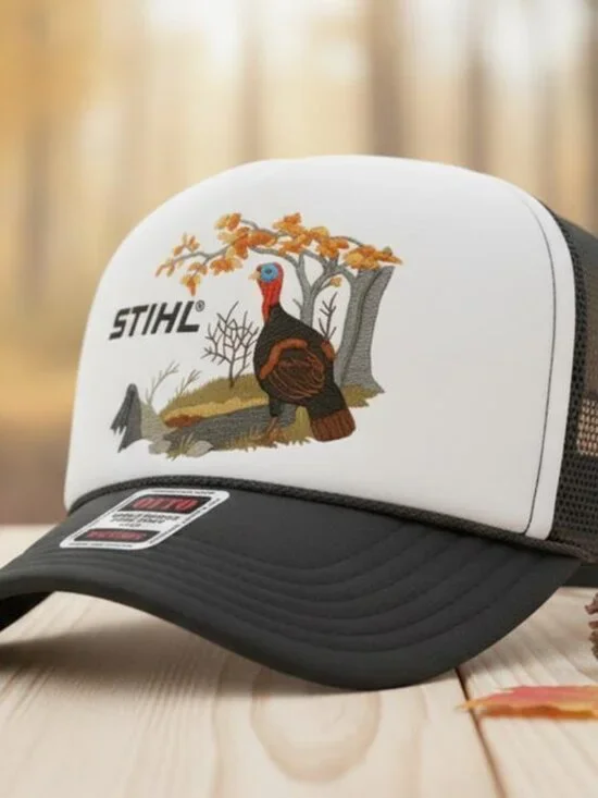 Retro Wild Turkey Hunting Foam Trucker Hat Black White Rope Cap Outdoors Nature