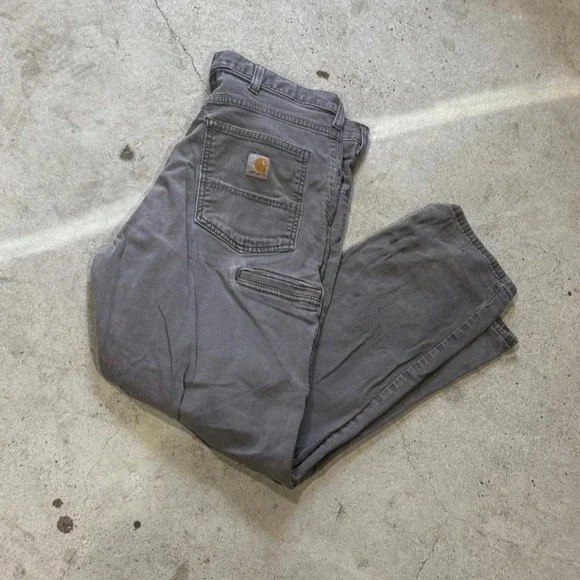 Carhartt Relaxed Fit Work Pants Men's 36x30 Gray Canvas Utility Carpenter