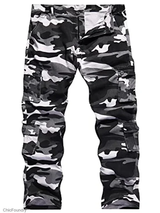 Men's Cargo Pants Casual Military Cotton Camouflage Relaxed Fit Work Pants 8